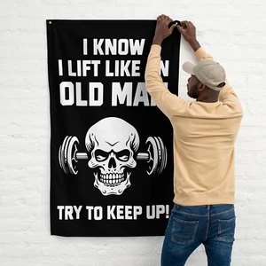 Benutzerdefinierte Fitnessstudio Flaggen - Gewichtheben Dekor - Home Gym Banner - Männerhöhle Wandkunst - Bild 1 von 8