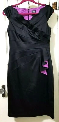 Vestido DE COLECCIÓN Y2K JAX Movible Pin Up ELASTIZADO SEDOSO 6 Pequeño JET NEGRO Plisado Cremallera Foto 1 de 4