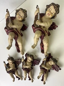 😇Angel Lot! Cherub Angel 12 & 8 In Blo Mold Decoration X5 Italy 1 Day Ship!👍 - Picture 1 of 4