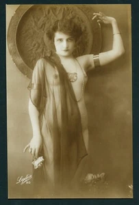 French 1920s Modern Art Deco ERA Risque Sepia Toned Exotic BEAUTY C-Thru Fabric - Picture 1 of 1