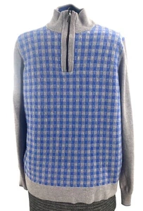 Thomas Dean Retro Sweater Extra Fine Merino Wool Gingham Check Mens Large - Picture 1 of 11