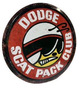 Dodge Scat Pack VOLLGEPRÄGTES rundes Schild Wanddekor 11,75" Zoll Made in USA - Bild 1 von 4