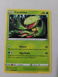 POKEMON SWORD & SHIELD DARKNESS ABLAZE CARNIVINE 005/189 NM/MINT PACK FRESH - Picture 1 of 2
