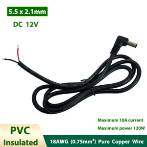 5,5x2,1mm DC Netzteil Kabel 12V rechtwinklig Anschluss Adapter Drähte 18AWG - Bild 1 von 6