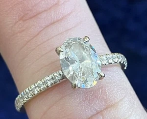 VRAI 18k White Gold Lab Created Diamond Solitaire ring .98 ct Size 5 approx K I1 - Picture 1 of 9