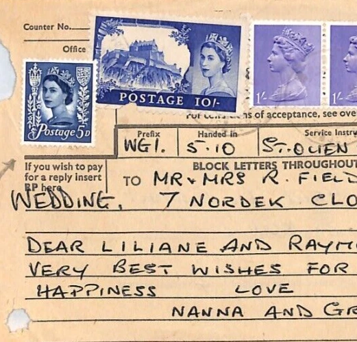 GB QEII CHANNEL ISLANDS Jersey *REGIONAL* Telegraph Form 10s CASTLE Machin YD136 - Image 1 of 4