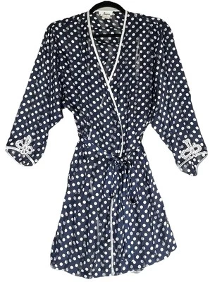 Conjunto de bata vintage Josie pequeña lencería azul a lunares babydoll quimise transparente sin cordones Foto 1 de 4