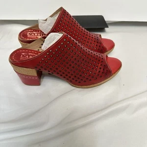 Spring Step By L'artiste Patience EU 41 Red Leather Mule Sandals 2 In Heel - Picture 1 of 12