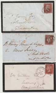 1849?/73 3 x LEAMINGTON NUMERAL & DUPLEX COVERS 3 SOUTH PARADE SUB OFFICE PMKS - Picture 1 of 3