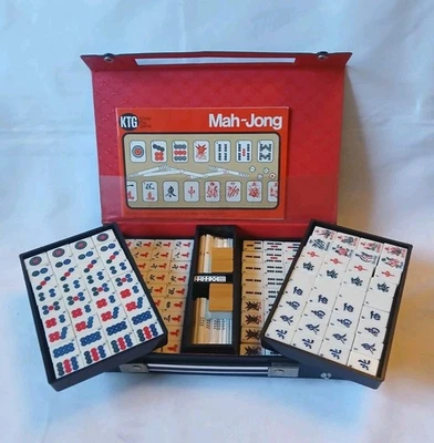 KTG Mahjong Set 148 Bamboo Back Tiles Sticks Carry Case Mah Jong Jongg Vintage - Image 1 of 4