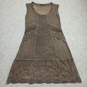 PIRO by Elisa Cavaletti Womens Dress Size M Brown Wash-Out Jersey Mesh Lined - Picture 1 of 13