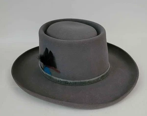 Vtg Resistol Gray 4x Beaver Felt Western Cowboy Gambler Dealer Hat USA 7 1/8 - Picture 1 of 11