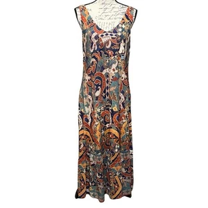 Peruvian Connection AURORA Maxi Dress Size M Boho Print V Neck Sleeveless EUC - Picture 1 of 12