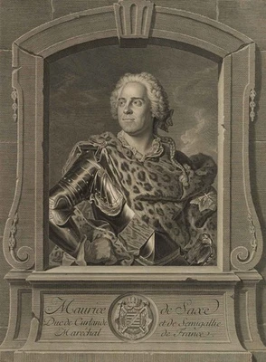 WILLE (*1715) nach RIGAUD (*1659), Moritz von Sachsen,  1745, KSt. Barock - Bild 1 von 4