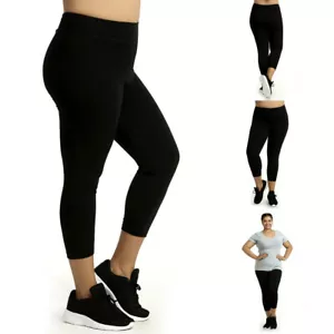 Womens Capri Leggings Yoga Pants High Waist Fitness Sports Soft Cotton Size XL - Picture 1 of 1