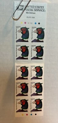 USPS 1999 Ring-necked Pheasant Stamps MNH 20c complete booklet of 10 - Image 1 of 4