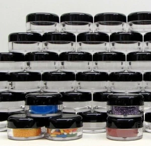 Contenedores de belleza pequeños frascos de bálsamo labial cosmético de plástico 5 gramos tapas negras 50 5017 - Imagen 1 de 5