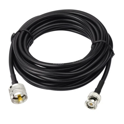 15ft RG58 Coax UHF (PL-259) Male BNC Male Plug 50 ohm Antenna Ham Radio Cable 5M - Image 1 of 4