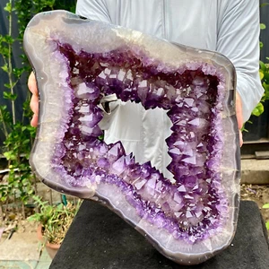 19.4LB Natural amethyst hole quartz cluster crystal Coarse slice pecimen - Picture 1 of 20