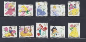 Japan 2015 Disney Princesses Complete Used Set of 10 Sc# 3960 a-j 82Y - Picture 1 of 1