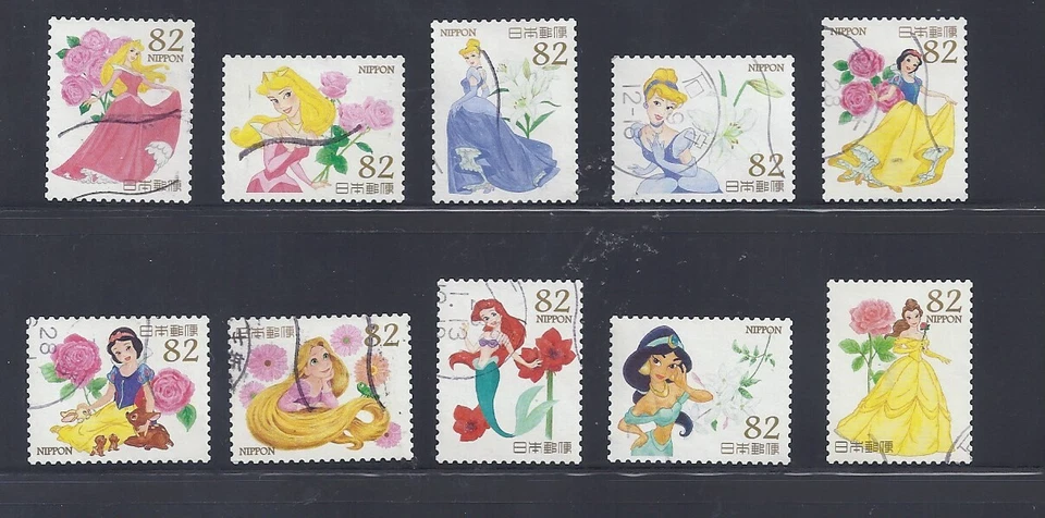 Japão 2015 Princesas Disney Conjunto Completo Usado de 10 Sc# 3960 a-j 82Y - Imagem 1 de 1