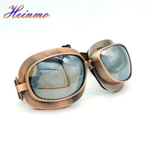 Retro Vintage Goggles Aviator Pilot Motorcycle Cruiser Scooter Biker Glasses - Foto 1 di 7