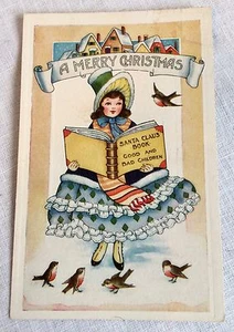 1922 Christmas Postcard Santa's Good and Bad Children Book Postmarked - Picture 1 of 2