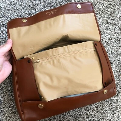 Vtg Cognac Leather Pierre Balmain Snap Pouch Travel Cosmetic organizer - Image 1 of 4