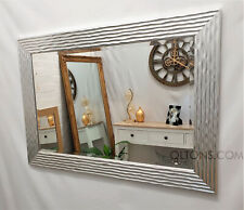 Delphine Wave Mirror Silver / Chrome Wooden Frame Bevelled Glass 69x95cm
