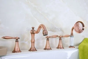 Antique Red Copper Roman Tub Bathtub Faucet with Hand Shower Spray ttf220 - Picture 1 of 10