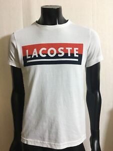 Lacoste Sport Mens White Cotton T Shirt Size 4 M