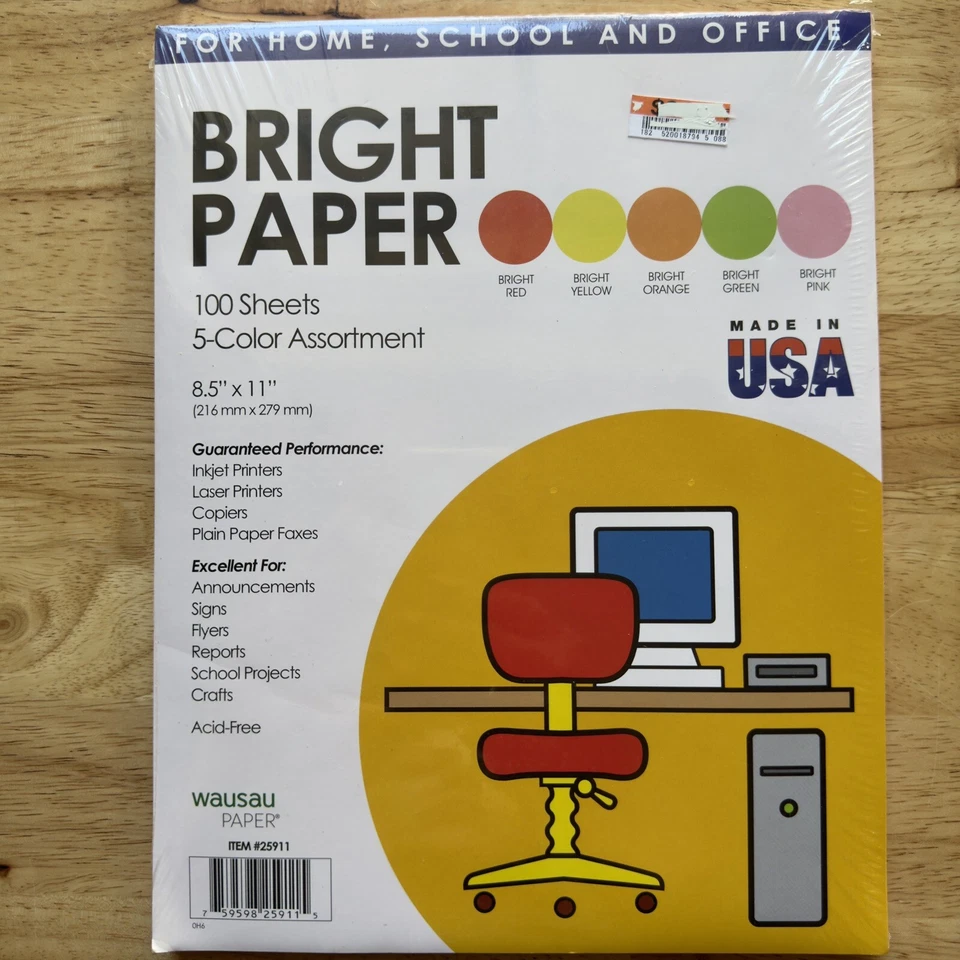 Wausau Multi-Use Printer Paper Letter Size 8 1/2" x 11" Pastel Colors NEW Sealed - Image 1 of 2