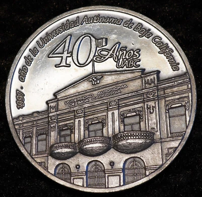 1997 DOS ONZAS PLATA PURA 40th BAJA UABC Mexico 2oz 999 FINE Silver round C5627 - Image 1 of 4