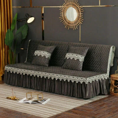 Funda de sofá cama de terciopelo sin brazos acolchada de encaje suave plegable funda para sofá Europa Foto 1 de 4