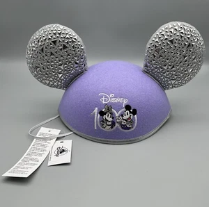 2023 DISNEY PARKS 100 YEARS OF WONDER MICKEY & MINNIE MOUSE EAR HAT WITH STRAP - Picture 1 of 24