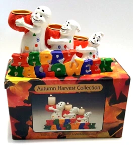 Ghost Taper Kerzenhalter Happy Halloween 3 Geister Great American Autumn Harvest - Bild 1 von 5