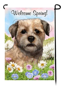 Welcome Spring Garden Flag - Border Terrier - Picture 1 of 1