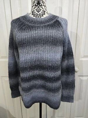 Suéter Manga Larga Niña Juvenil Antiguo Azul Marino y Gris Ombre Rayas Talla XL Foto 1 de 4