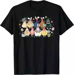 Happy Easter Day Chicken Easter Bunny Egg Easter Retro T-Shirt - Picture 1 of 4