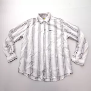 Avirex Long Sleeve Button Up Shirt Mens Large Striped Western Metallic Cotton - Picture 1 of 14