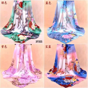 12 chiffon shawls flower 37.4" large square scarf Hijab lady Scarves - Picture 1 of 10