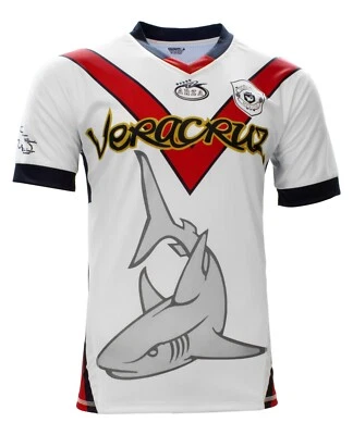 Veracruz Tiburones Arza Design Soccer Jersey Color White 100% Polyester
