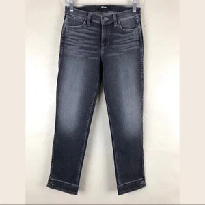 Hudson Black Gray Ramble Nico Button Cuff Zip Mid-Rise Crop Cigarette Denim Jean - Picture 1 of 13