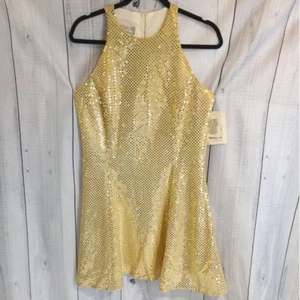 VTG Jessica McClintock NEW Gunne Sax Gold Sequin High-Neck Mini Dress 11/12 - Picture 1 of 12