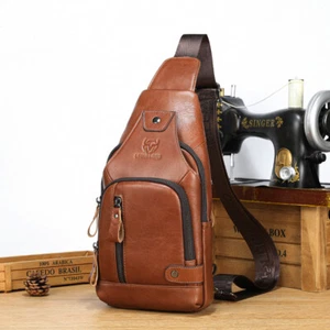 LEBULLBRO Echtleder Brusttasche Schlinge Rucksack Umhängetasche Schultertasche NN - Bild 1 von 16