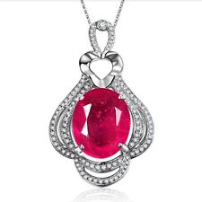 3.71Ct Oval Cut AA Grade Natural Burmese Red Ruby Pendant In 925 Sterling Silver