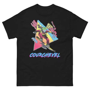 Courchevel Retro Snowboarder 80s 90s Snowboarding T-Shirt - Picture 1 of 13