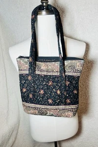 Vera Bradley Retired“BLACK WALNUT”SHOULDER BAG Zipper 2 Handle With Makeup Bag - Picture 1 of 9