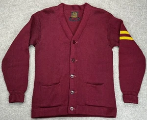 Wil Wite Silverwoods Vtg Varsity Long Sleeve Wool Cardigan Sweater Size Medium - Picture 1 of 12