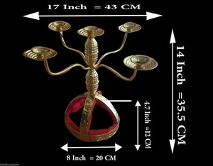 Candelabro Egipcio Danza del Vientre Shemadan 5 Candelabro Hecho a Mano Latón Oro - Imagen 1 de 2